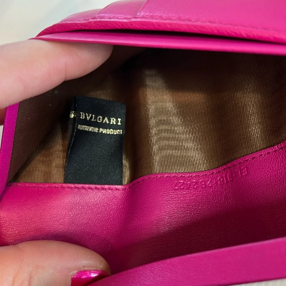 BVLGARI Cream & Pink Leather Long Wallet Retail $485 EUC